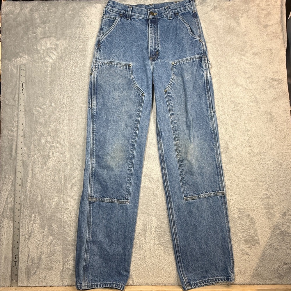 Vintage Carhartt Double Knee Carpenter Loose B73 Mens 32x34 (Fit 31x34) Blue 90s
